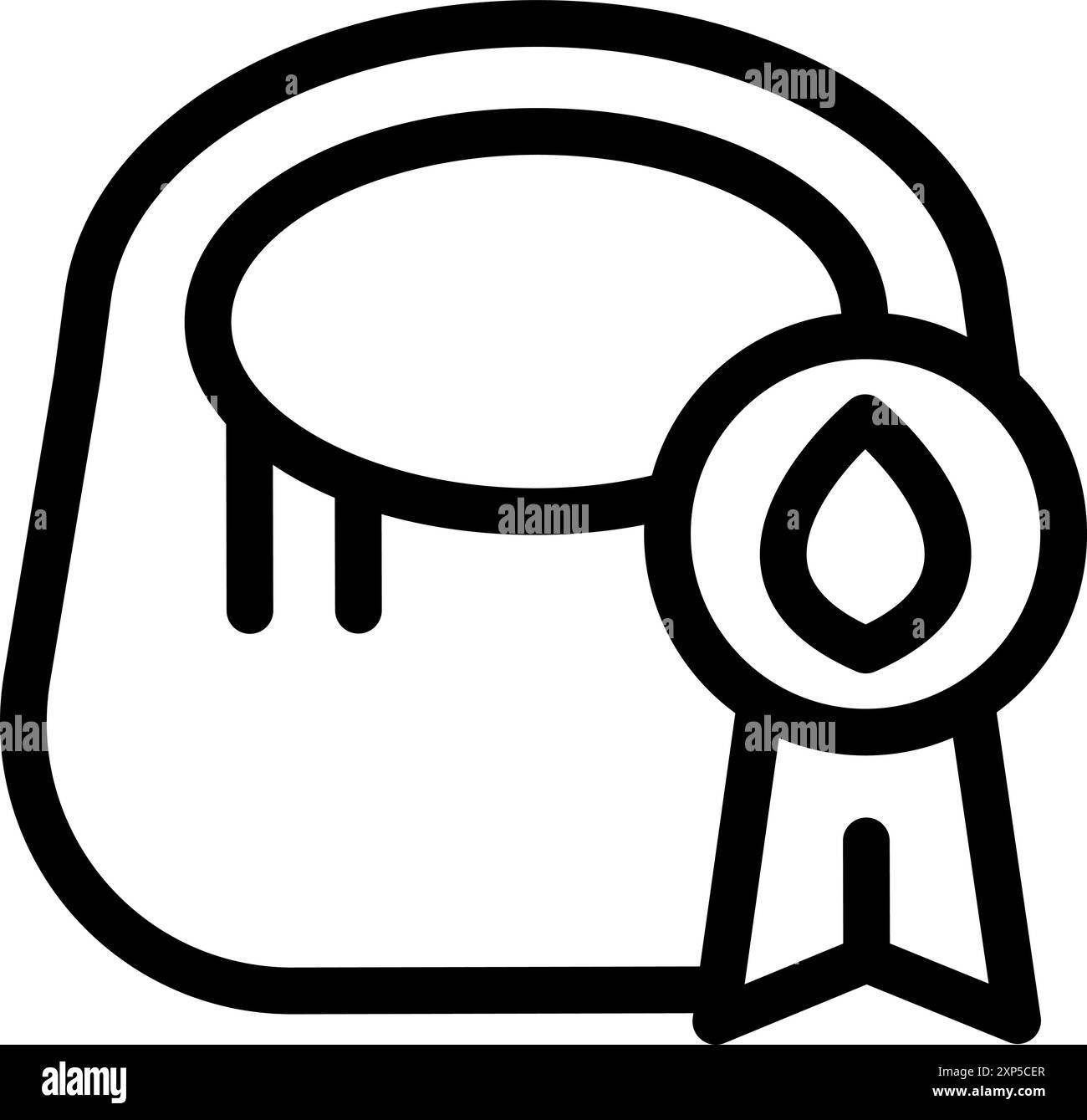 Wasserdichtes Material, das die Qualitätskontrolle durchläuft und ein zertifiziertes Abzeichen mit einem Tropfensymbol erhält Stock Vektor