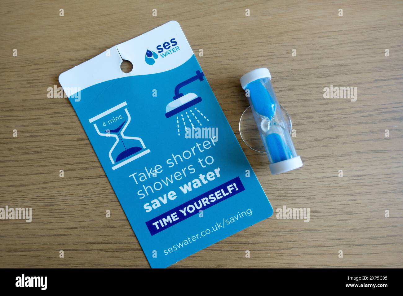 SES Wasserdusche Timer zum Einsparen von Wasser Stockfoto