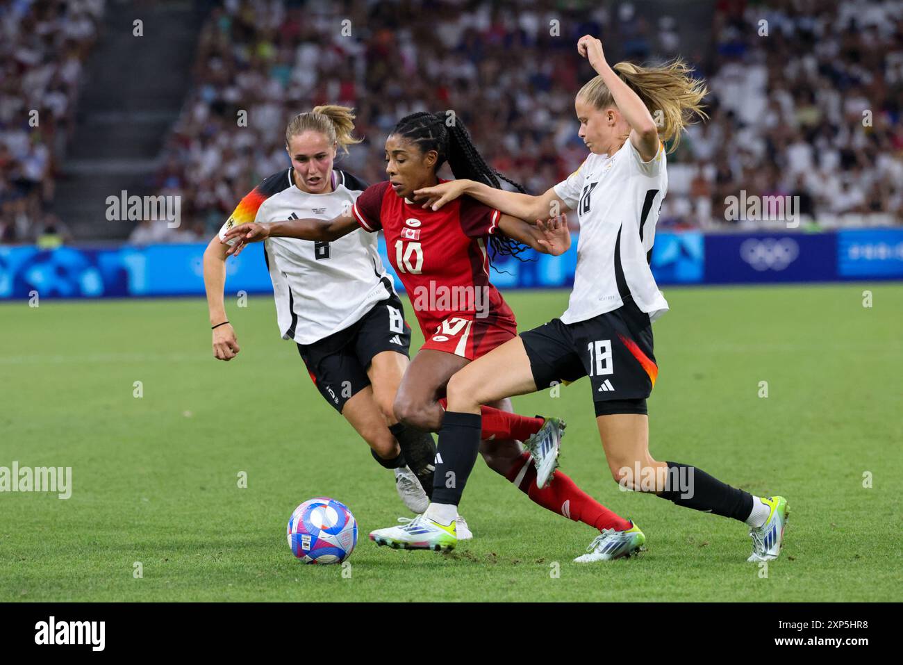 Marseille, Frankreich. August 2024. Sylvain Rostaing/Le Pictorium - Olympisches Viertelfinale des Frauenfußballs zwischen Kanada und Deutschland in Marseille - 03/08/2024 - Frankreich/Provence-Alpes-Cote d'Azur/Marseille - Olympische Spiele Paris 2024, Viertelfinale des Frauenfußballs zwischen Kanada und Deutschland in Marseille Credit: LE PICTORIUM/Alamy Live News Stockfoto