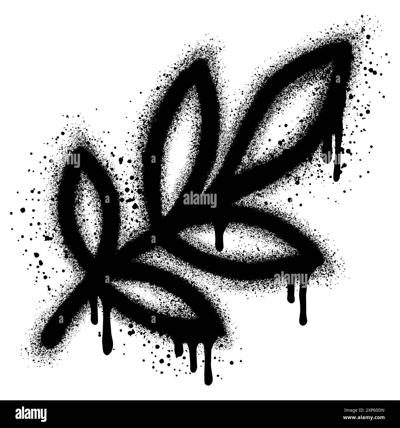 Lackierte Graffiti-Blätter auf weißem Hintergrund gesprüht. Stock Vektor