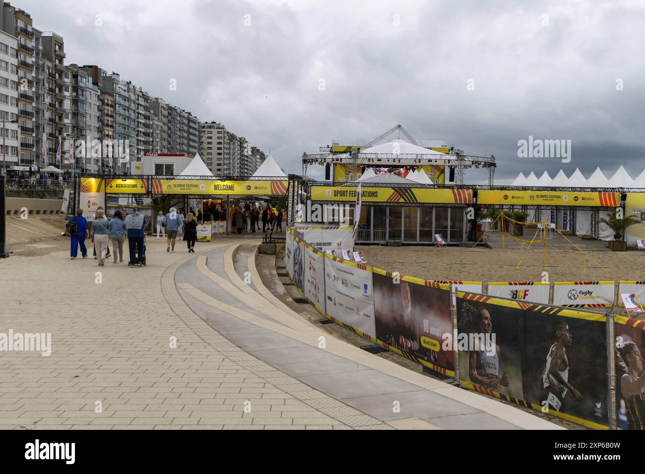 Middelkerke, Belgien. August 2024. Das Olympische Festival am Samstag, den 3. August 2024 in Middelkerke. Die Spiele der XXXIII. Olympiade finden vom 26. Juli bis 11. August in Paris statt. Die belgische Delegation zählt 165 Athleten in 21 Sportarten. BELGA FOTO NICOLAS MAETERLINCK Credit: Belga News Agency/Alamy Live News Stockfoto