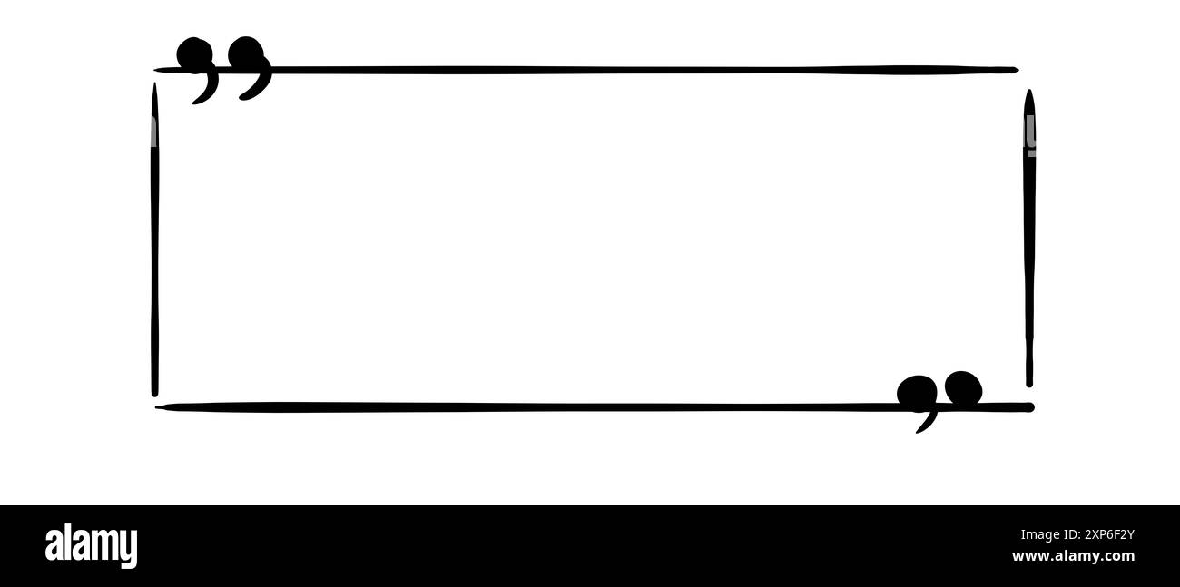 Rahmenbanner mit Zitaten Schwarzweiß-Illustration für den Einsatz in Druck- und Webprojekten: Banner, Flyer, Postkarten, für Design und Dekoration, einfach Stockfoto