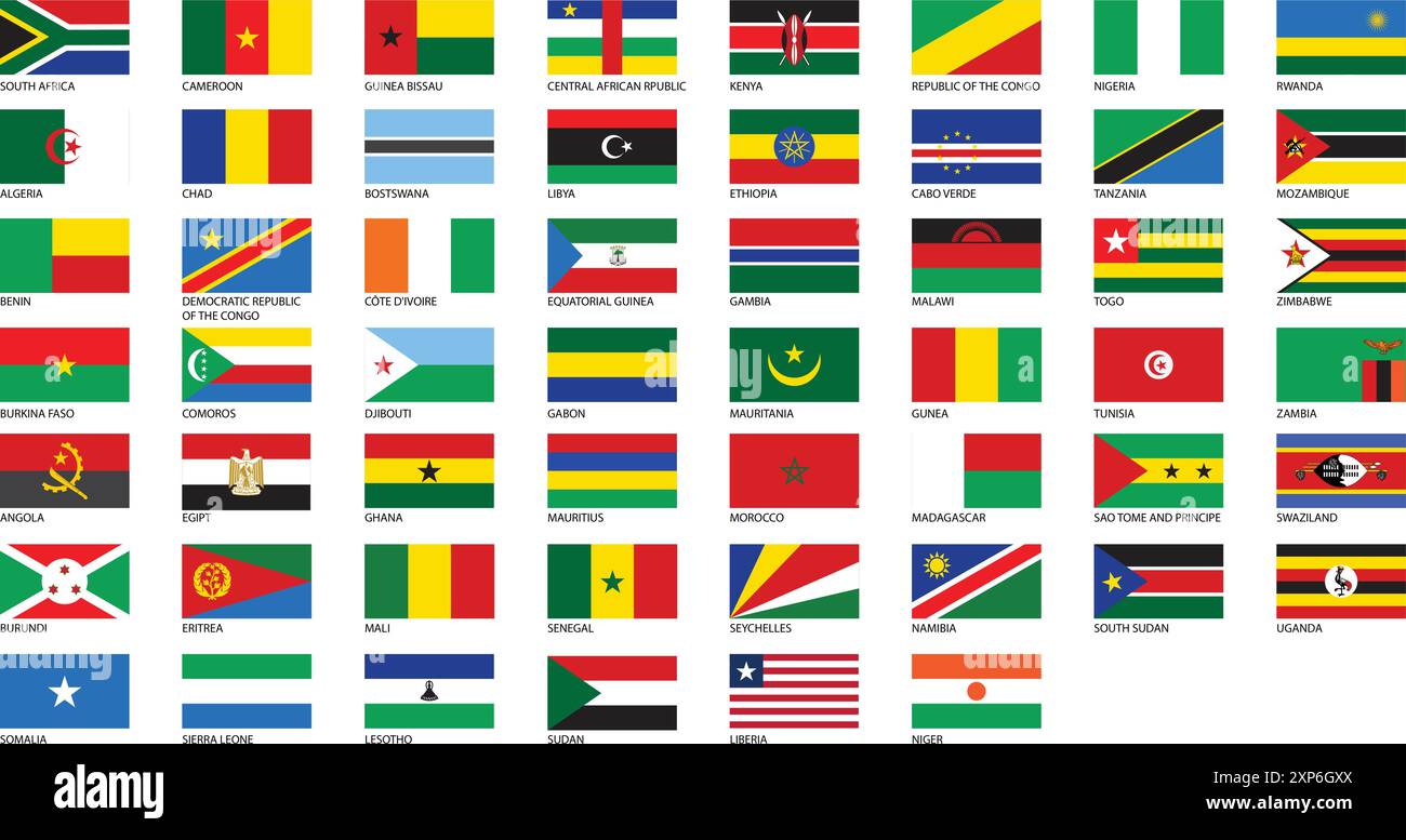 Afrikanischer All-Country-Flaggenvektor Stock Vektor
