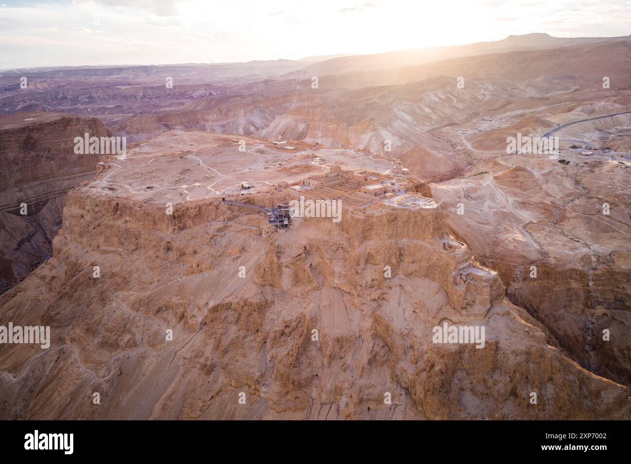 Masada. Die alte Befestigungsanlage im südlichen Bezirk Israels. Masada-Nationalpark im Toten Meer in Israel. Die Festung von Masada. Stockfoto