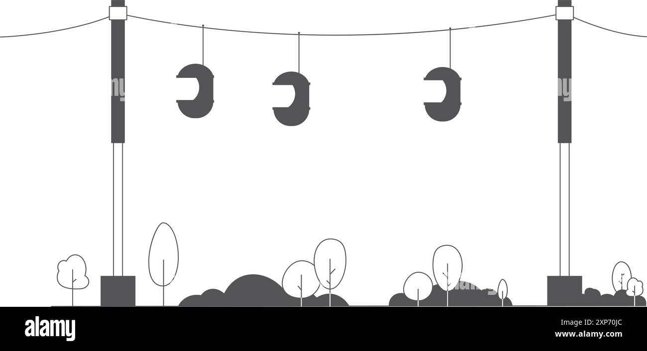 Vergnügungspark Sessellift Seilbahn, schwarzes Symbol Stock Vektor