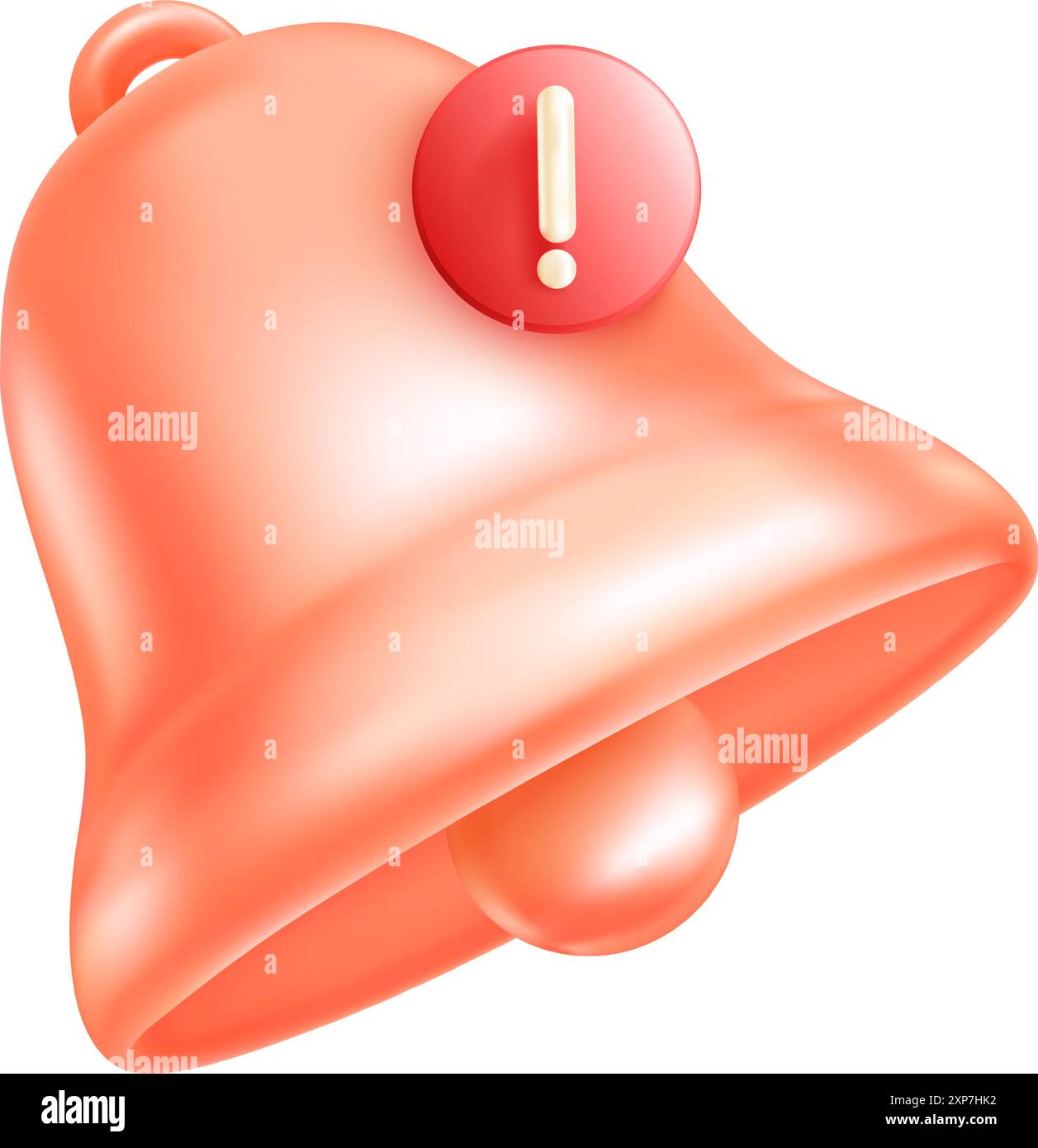 Benachrichtigung über wichtige Nachricht. Symbol für 3D-Erinnerungsglocke auf weißem Hintergrund Stock Vektor