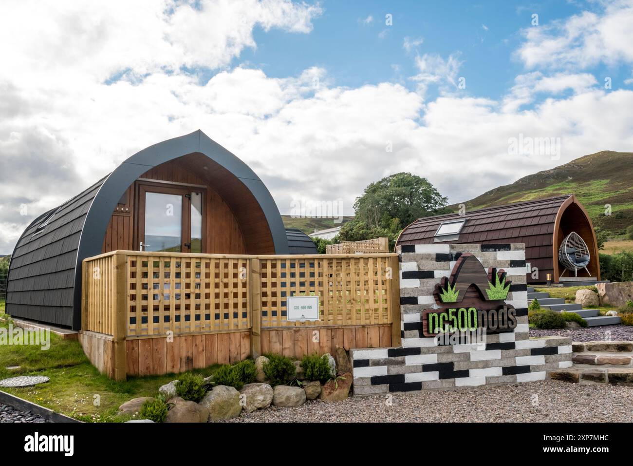 NC500 Pods Glamping Pods in Brora an der Ostküste Schottlands. Stockfoto
