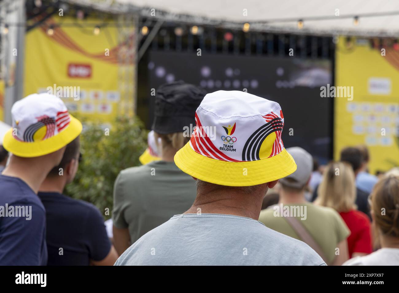 Middelkerke, Belgien. August 2024. Dieses Bild zeigt das Olympische Festival am Sonntag, den 4. August 2024 in Middelkerke. Die Spiele der XXXIII. Olympiade finden vom 26. Juli bis 11. August in Paris statt. Die belgische Delegation zählt 165 Athleten in 21 Sportarten. BELGA FOTO NICOLAS MAETERLINCK Credit: Belga News Agency/Alamy Live News Stockfoto