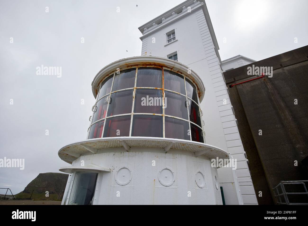 Auf dem Kopf steht der Leuchtturm rathlin West rathlin Island, County antrim, Nordirland, großbritannien Stockfoto