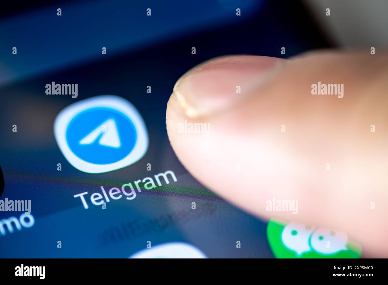 London. UK- 07.28.2024. Die Cloud-basierte, verschlüsselte Multi-Plattform Instant Messaging App Telegram auf dem Bildschirm eines Android-Telefons. Stockfoto
