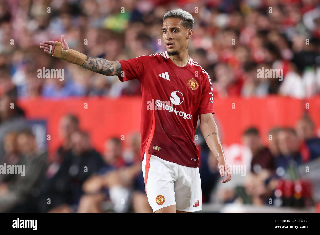 3. August 2024: Manchester United Stürmer Antony (21) während der Rivalen im Red Match zwischen Manchester United und Liverpool im Williams-Brice Stadium in Columbia, South Carolina. Greg Atkins/CSM (Bild: © Greg Atkins/Cal Sport Media) Stockfoto