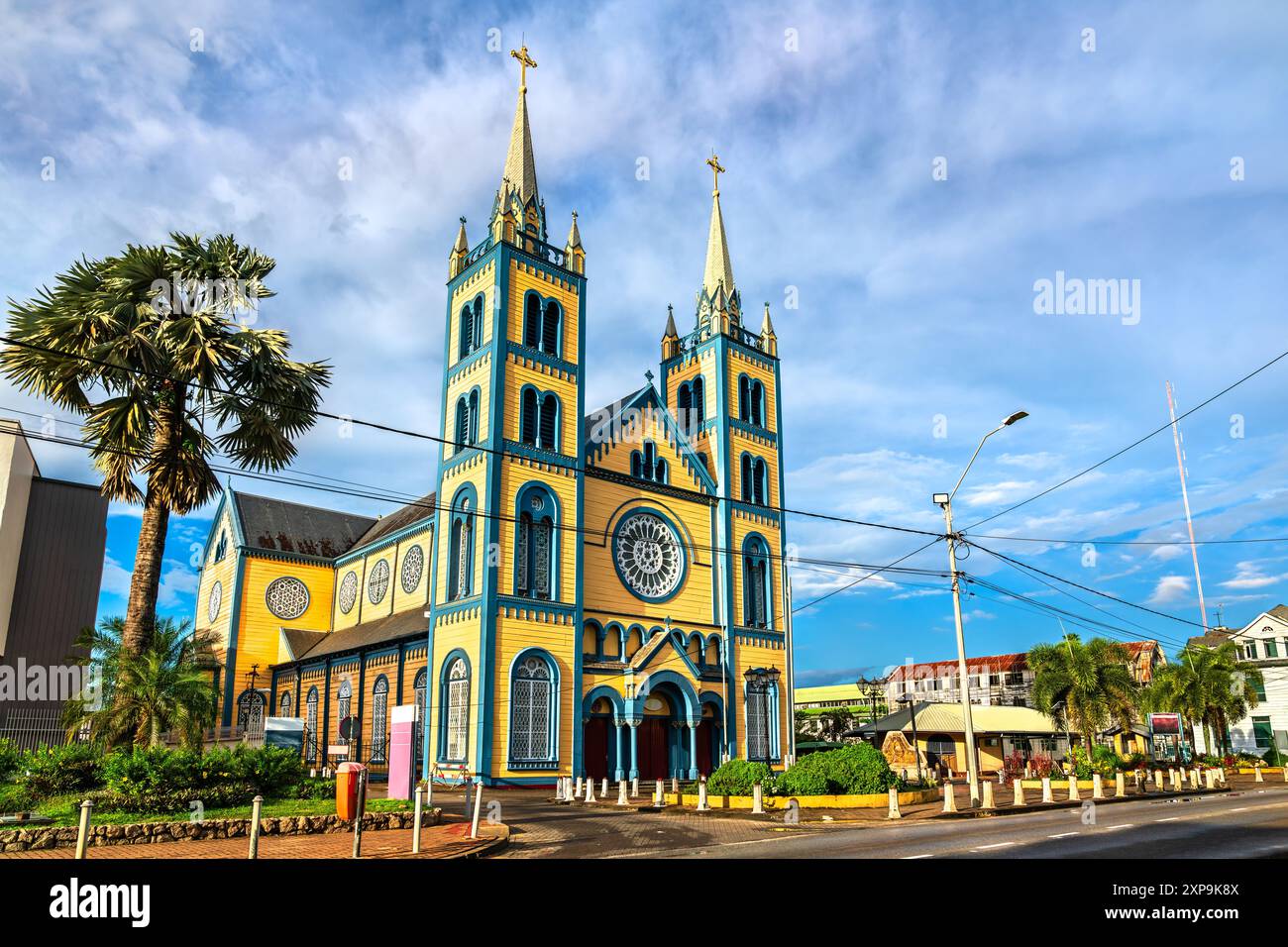 St. Peter und Paul Kathedrale, eine hölzerne römisch-katholische Kathedrale in der historischen Innenstadt Paramaribo, UNESCO-Weltkulturerbe in Suriname, Süd A Stockfoto