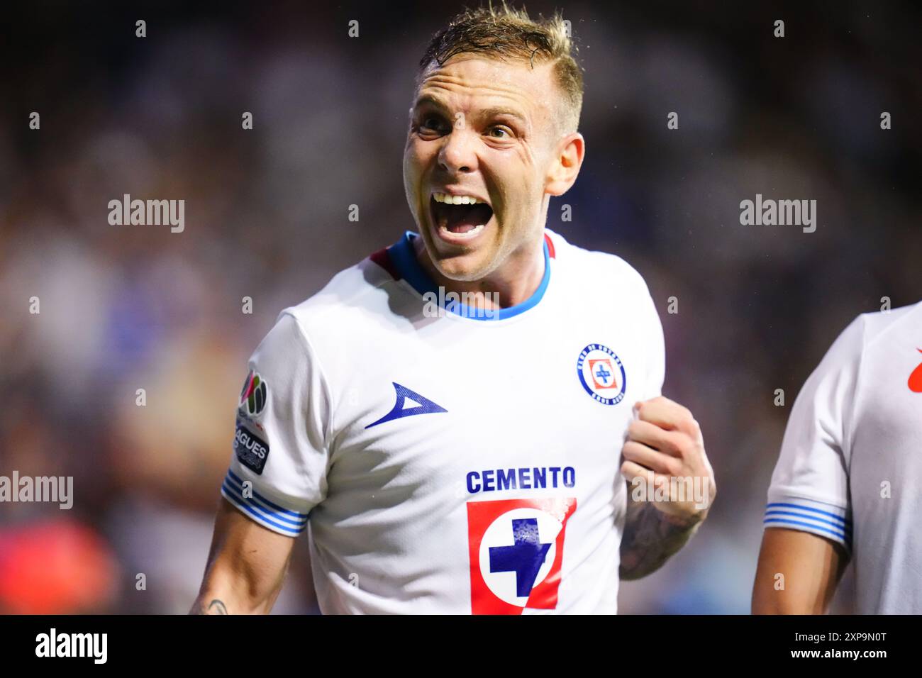 4. August 2024: Cruz Azul Stürmer Rodolfo Rotondi (29) feiert ein Tor in der ersten Hälfte eines Ligapokals gegen die Philadelphia Union im Subaru Park in Chester, Pennsylvania. Kyle Rodden/CSM Stockfoto