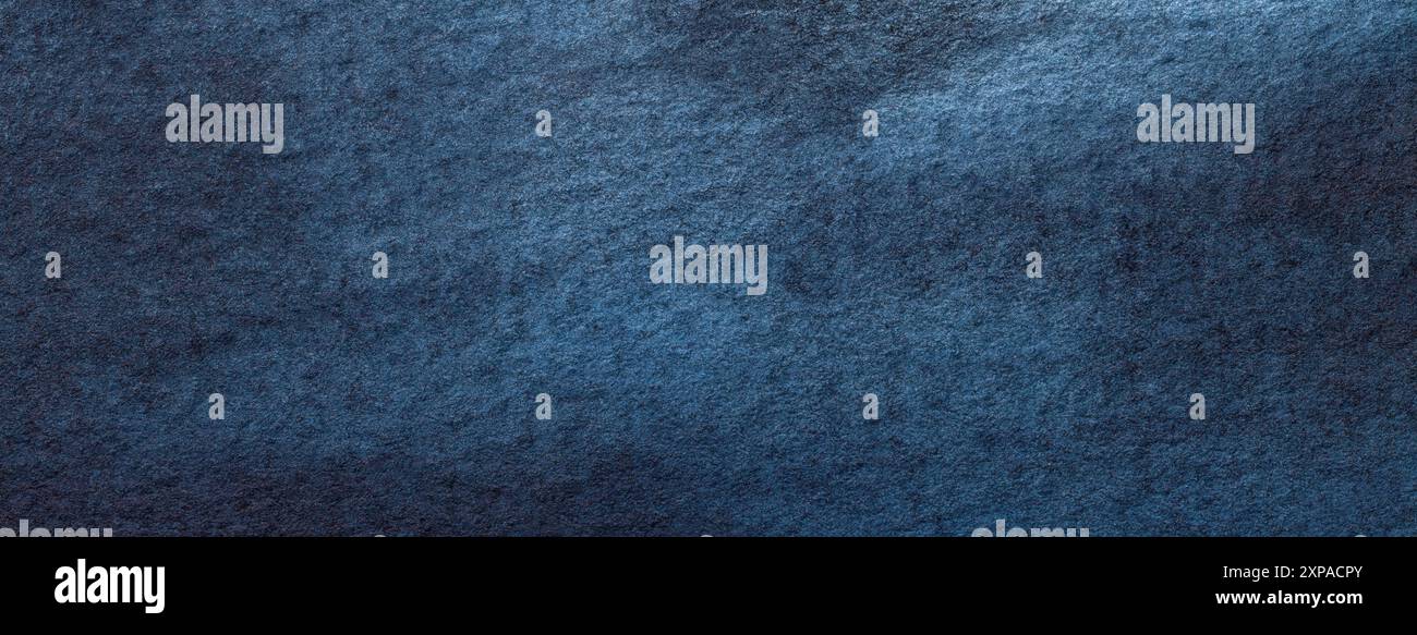 Abstrakte Kunst Hintergrund marineblau und schwarzen Farben. Aquarellmalerei auf Leinwand mit Denim-Farbverlauf. Fragment von Bildmaterial auf Papier mit Muster. Text Stockfoto