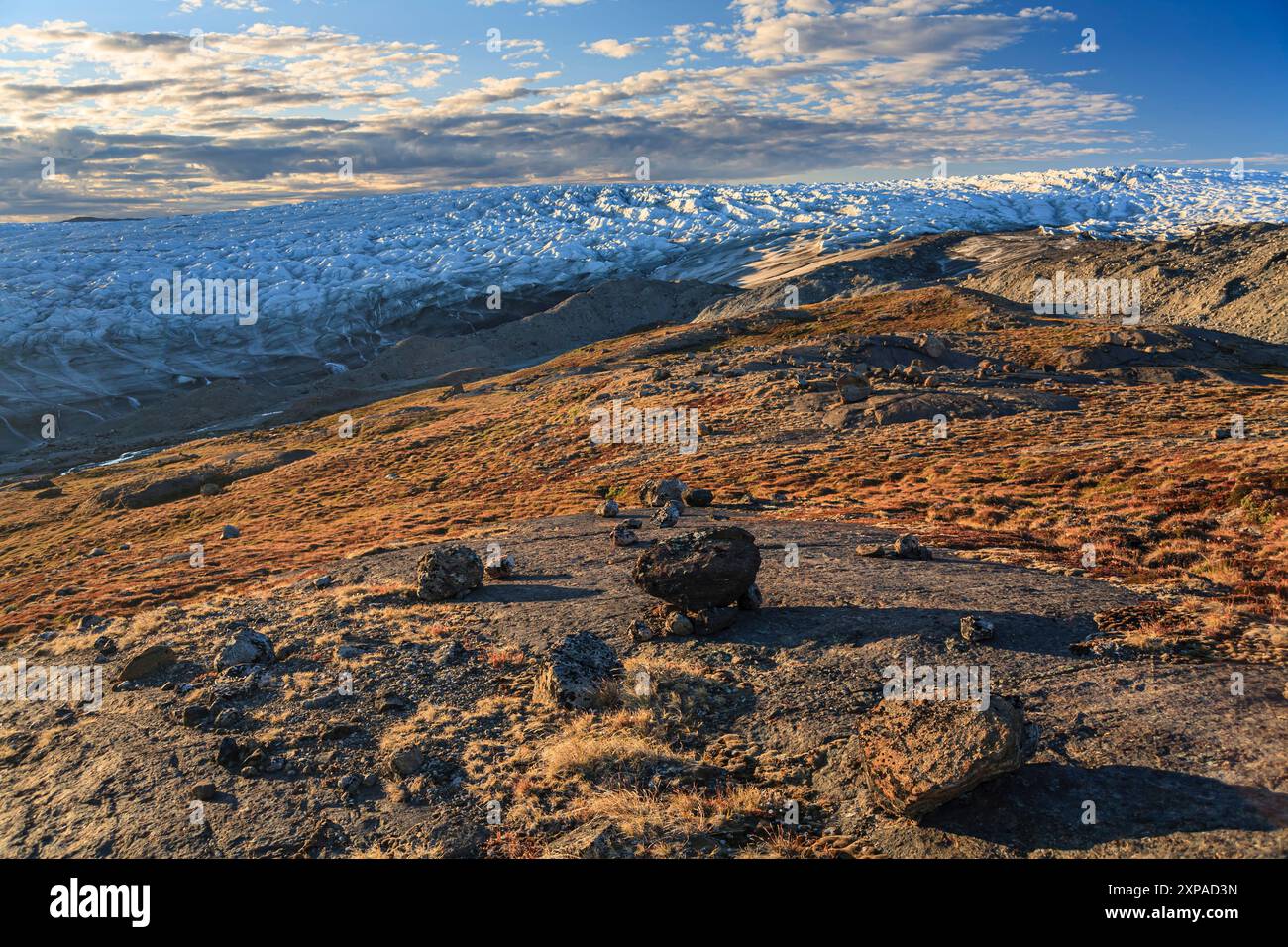 Blick auf das Binneneis, Sommer, Sonne, Kangerlussuaq, Grönland Stockfoto
