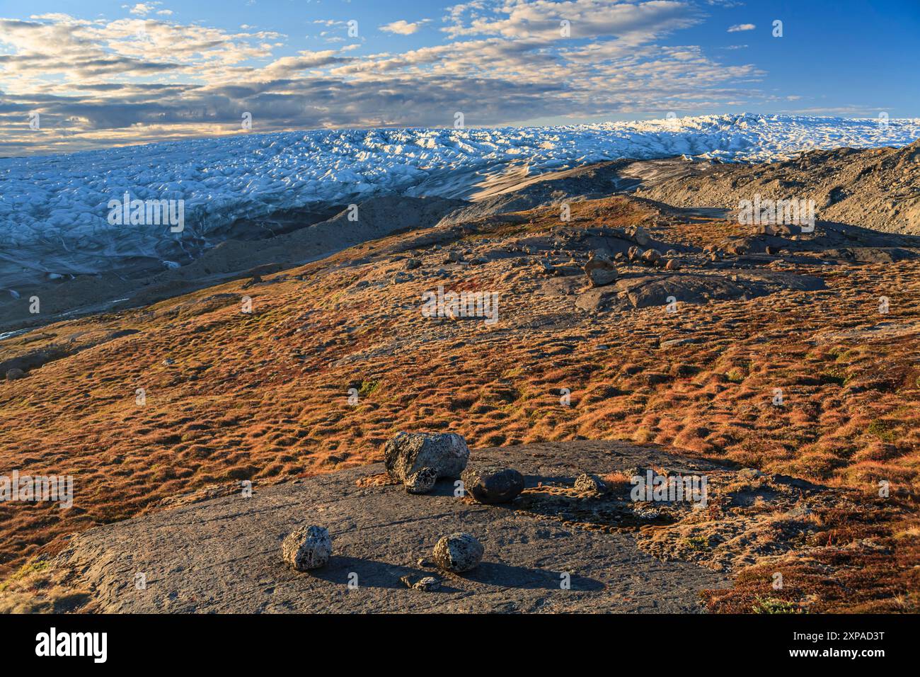 Blick auf das Binneneis, Sommer, Sonne, Kangerlussuaq, Grönland Stockfoto