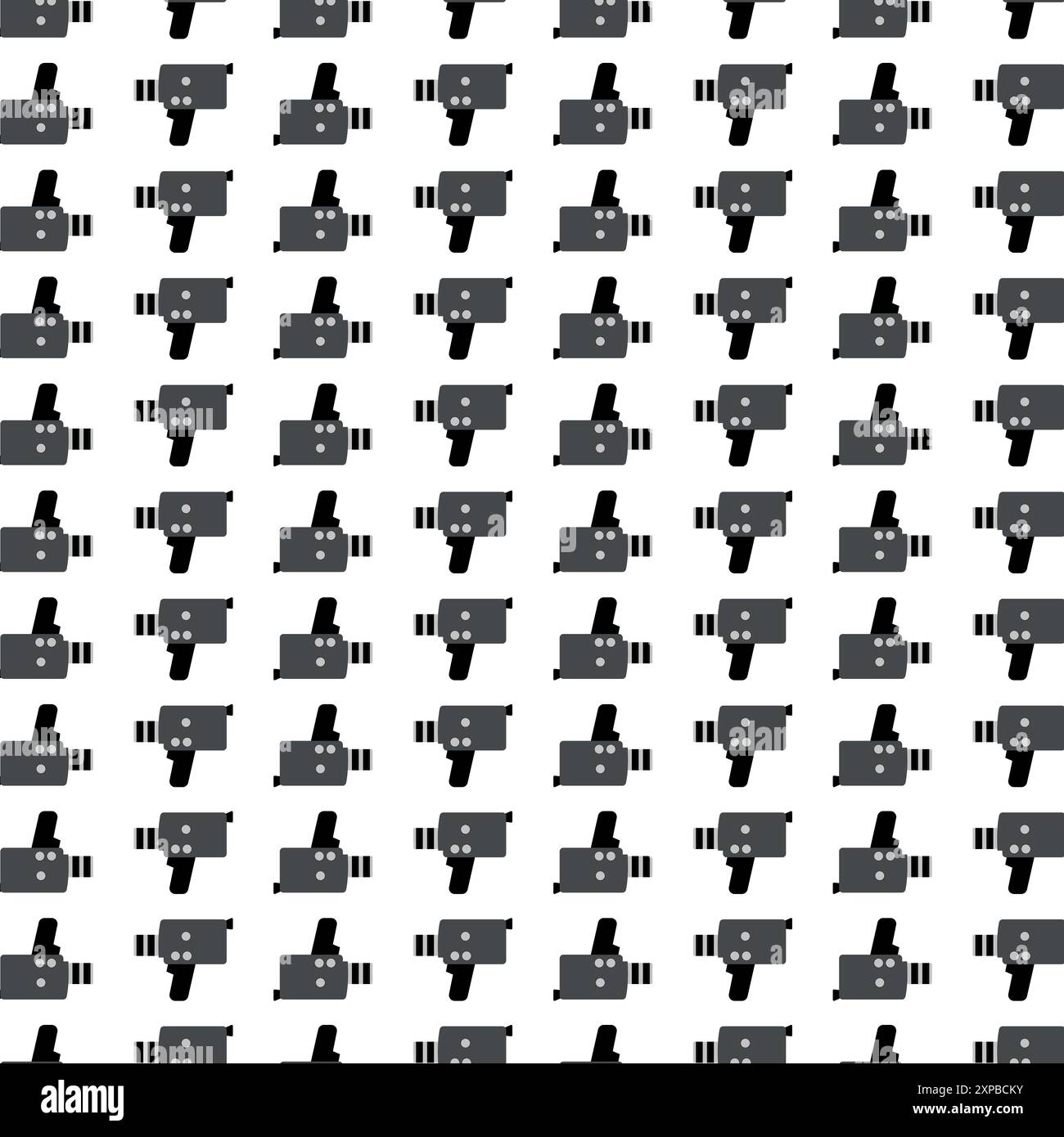 Nahtloses Muster mit altmodischer Videokamera. Videokamera nahtlose Muster Videograf Vektor, Geschenk, Presse, Verpackung Papier Fliesen Hintergrund. Stock Vektor