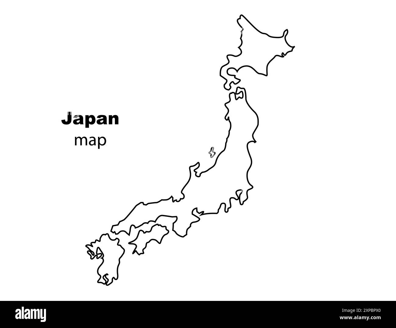 Karte der japanischen Vektorzeichnung. Ausgefüllte und umrissene Version. Stock Vektor