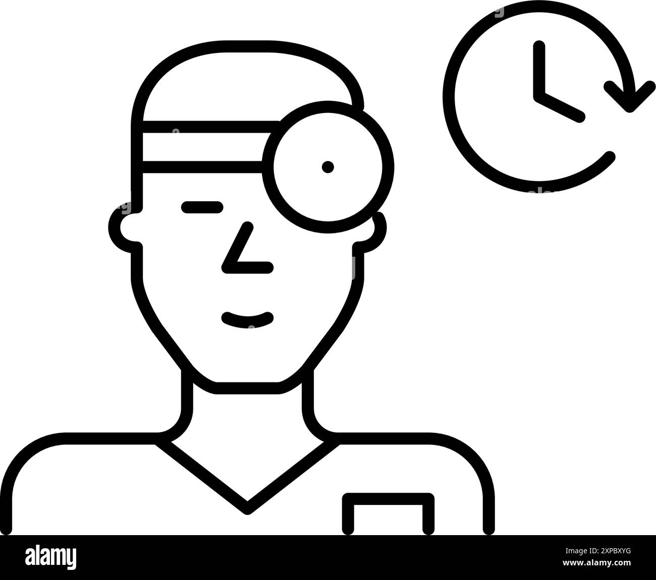 Ohr-Nasen-Rachenarzt und Uhr. Arbeitszeiten der Gesundheitsklinik. Ärztlicher Serviceplan. Pixel Perfect Vektor-Symbol Stock Vektor