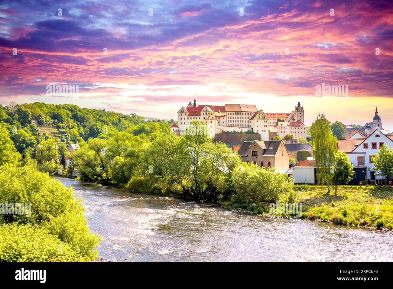 Blick über Colditz, Deutschland Stockfoto
