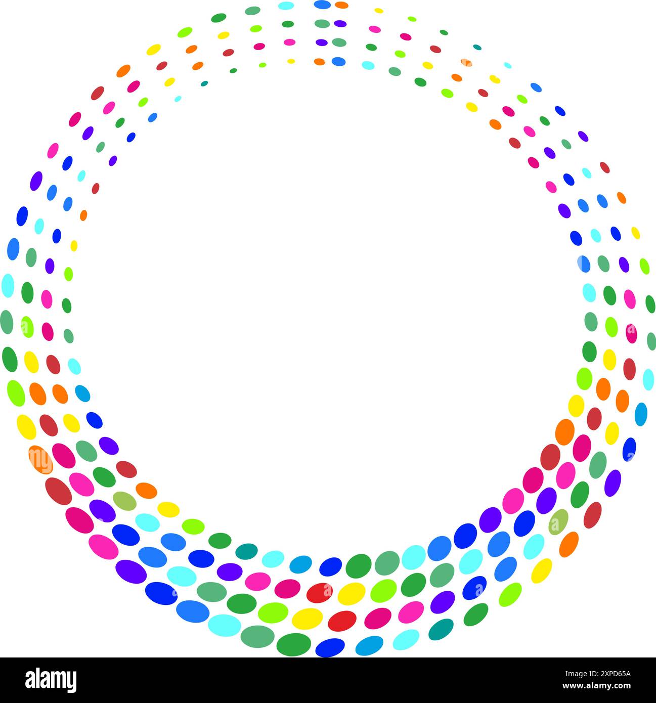 Farbenfroher gepunkteter Kreis, kreisförmiges Element. Kreisförmiges, konzentrisches und radiales Element Stock Vektor