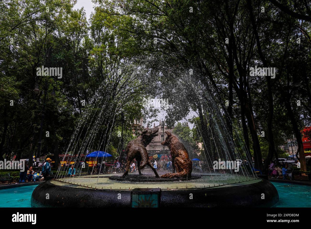 Der Kojotenbrunnen befindet sich im Centennial Garden in Coyoacán, einem der wichtigsten Touristenzentren in Mexiko-Stadt. (Foto: Luis Gutierrez Norte) La Fuente de los Coyotes está ubicada en el Coyoacán Centenario en Jardín pueblo, Centro Turísticos más importantes de la Ciudad de México.​..(Foto: Luis Gutierrez Norte) Stockfoto