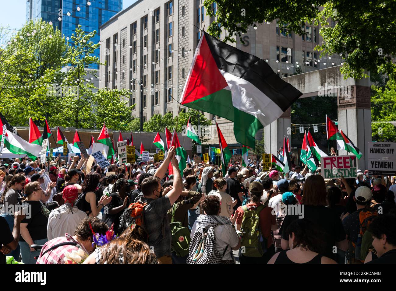 Seattle, USA. Mai 2024. Pro Palestine 76. Nakba Day Rallye und März. Stockfoto