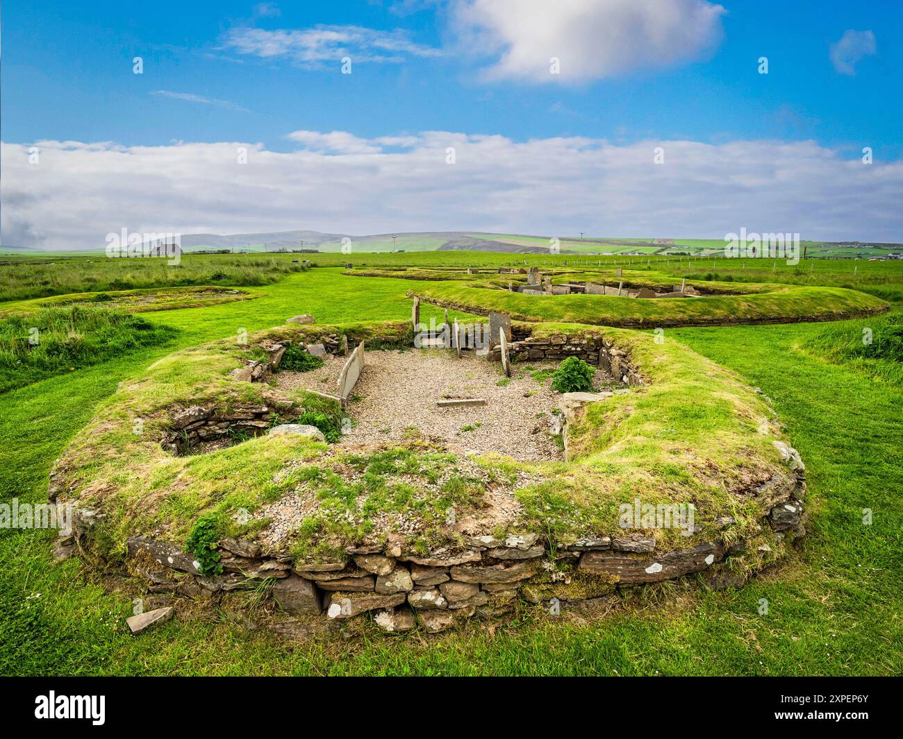 Barnhouse Village, Orkney - die Überreste einer 5000 Jahre alten Siedlung aus dem Neolithikum. Stockfoto