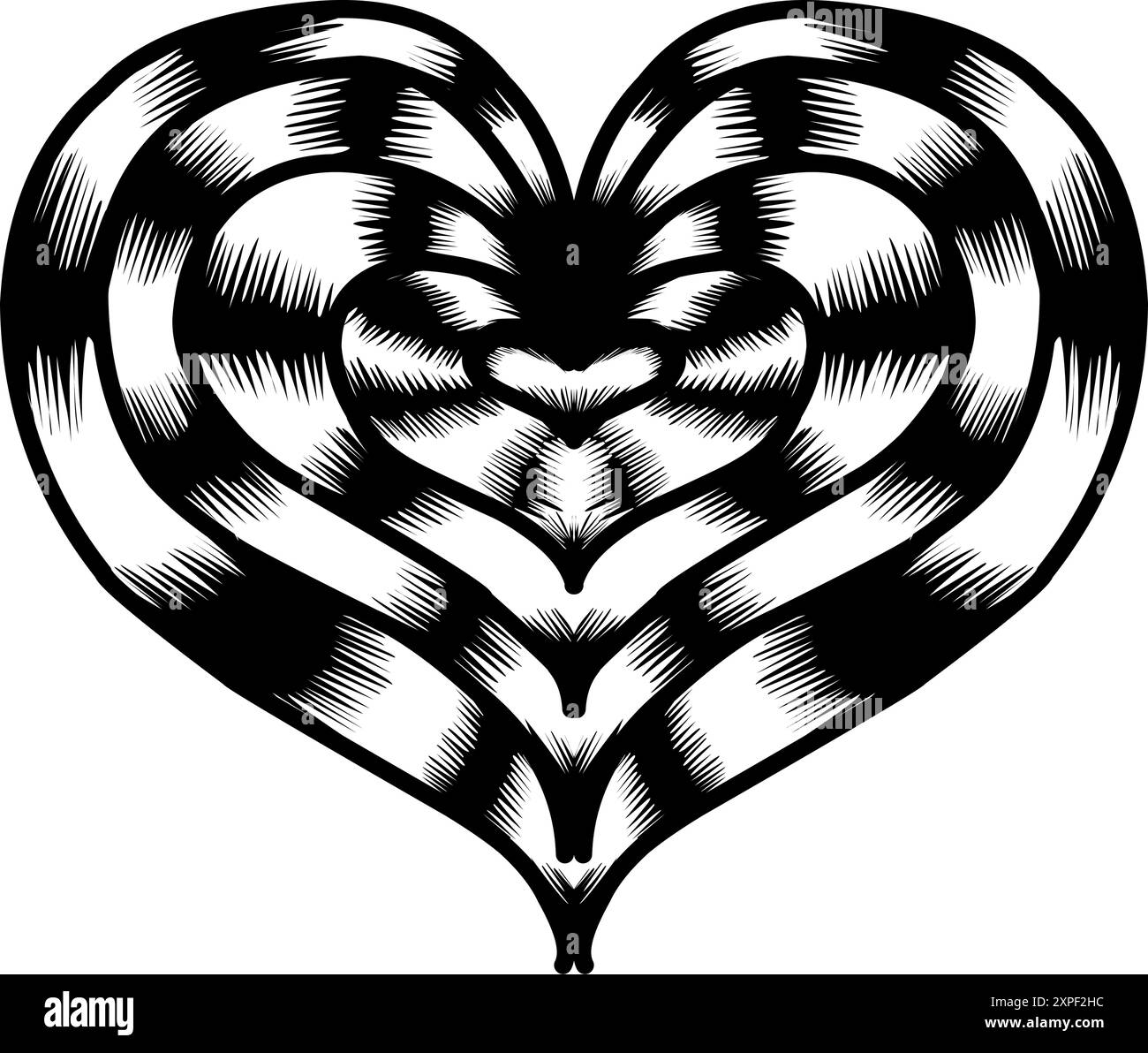 Designgrafik mit herzförmigem Seilrahmen. Vektorrahmen dekorieren. Perfekt für Icon, Logo, Aufkleber, Tattoo Stock Vektor