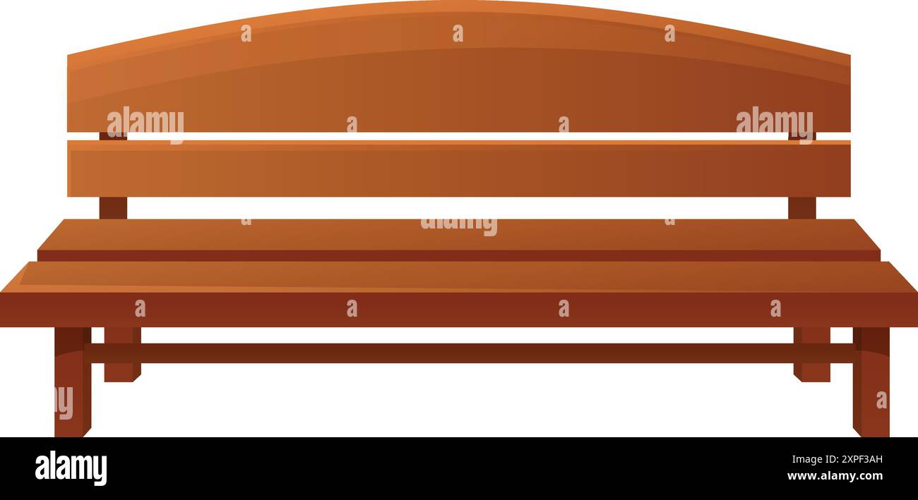 Illustration mit einer Holzbank mit gebogener Rückenlehne, nützliches Element für städtische oder parkbezogene Designprojekte Stock Vektor