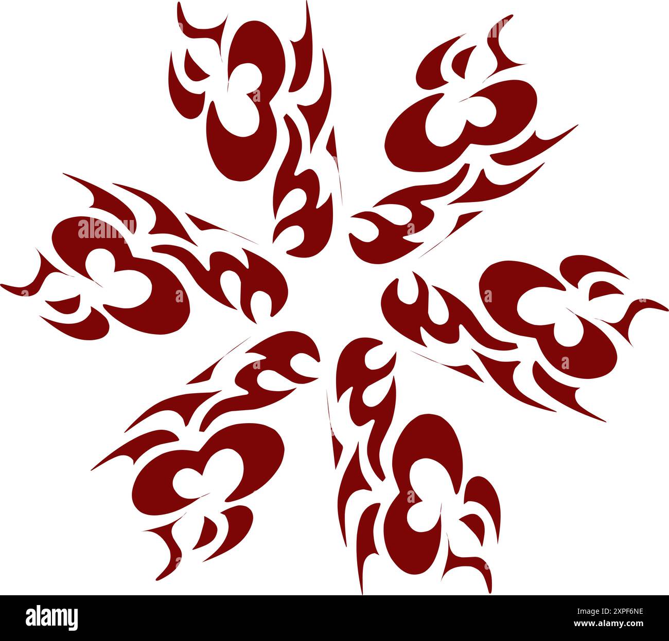 Kastanienbraune Tribal-Illustration. Perfekt für Tattoos, Aufkleber, Ikonen, Logos, Hüte, Hintergrundelemente Stock Vektor