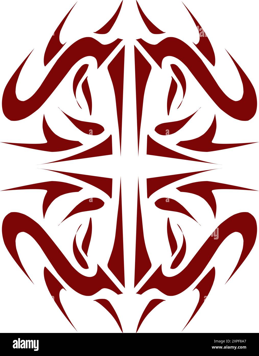 Kastanienbraune Tribal-Illustration. Perfekt für Tattoos, Aufkleber, Ikonen, Logos, Hüte, Hintergrundelemente Stock Vektor