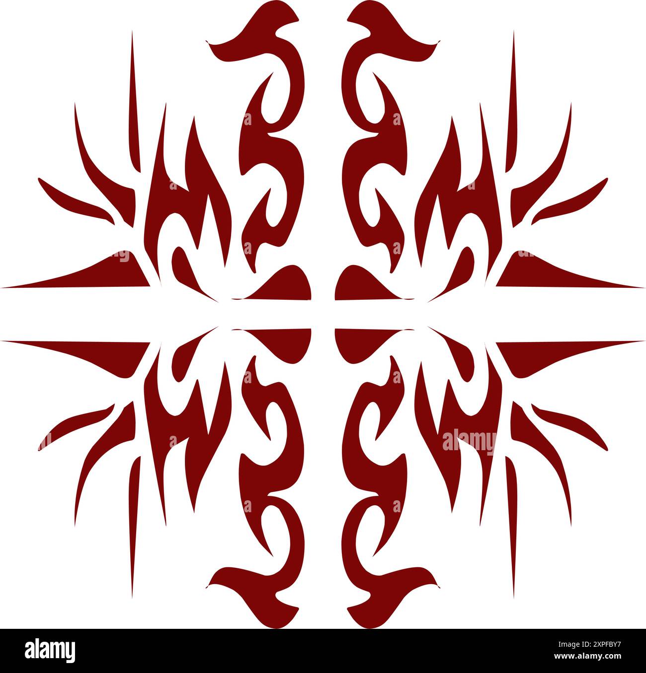 Kastanienbraune Tribal-Illustration. Perfekt für Tattoos, Aufkleber, Ikonen, Logos, Hüte, Hintergrundelemente Stock Vektor