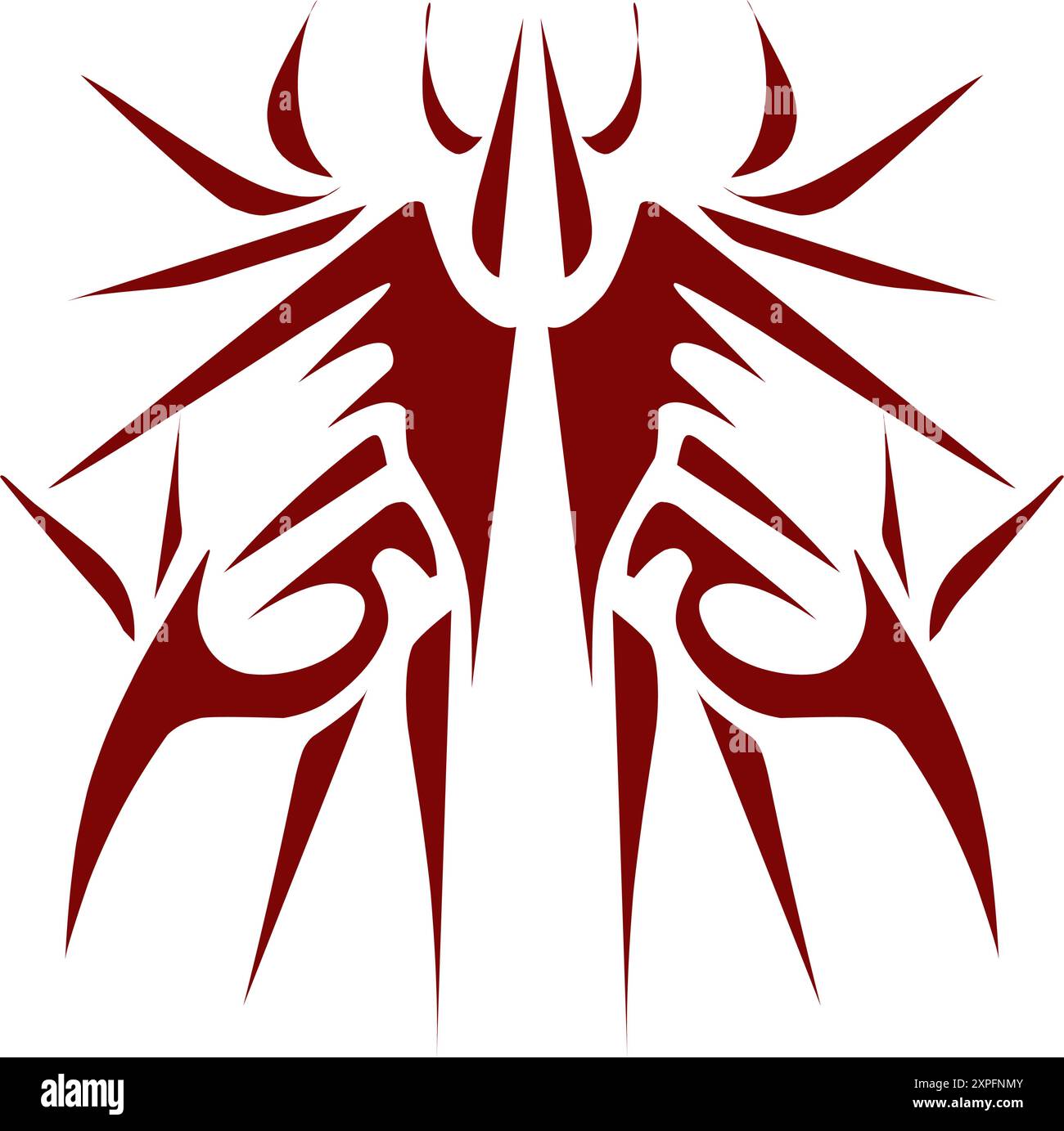 Kastanienbraune Tribal-Illustration. Perfekt für Tattoos, Aufkleber, Ikonen, Logos, Hüte, Hintergrundelemente Stock Vektor