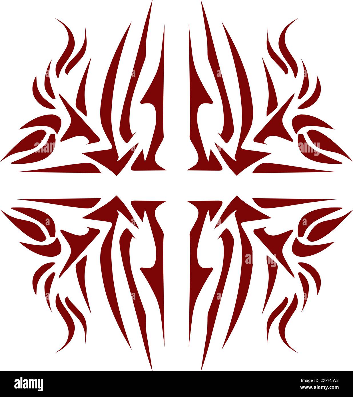 Kastanienbraune Tribal-Illustration. Perfekt für Tattoos, Aufkleber, Ikonen, Logos, Hüte, Hintergrundelemente Stock Vektor