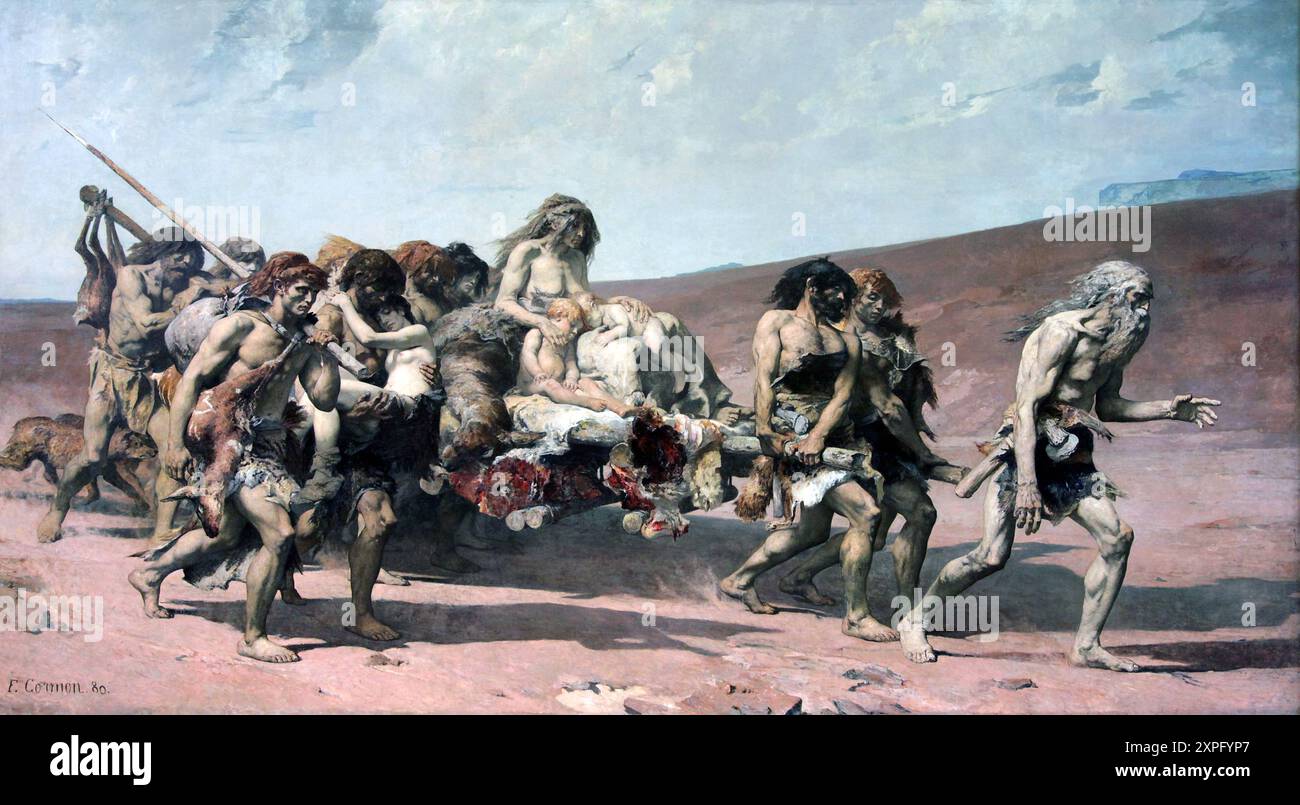 Kain flieht vor Jehovas Fluch (1880) /Kain Cain 1880 von Fernand Cormon (1845-1924) Stockfoto
