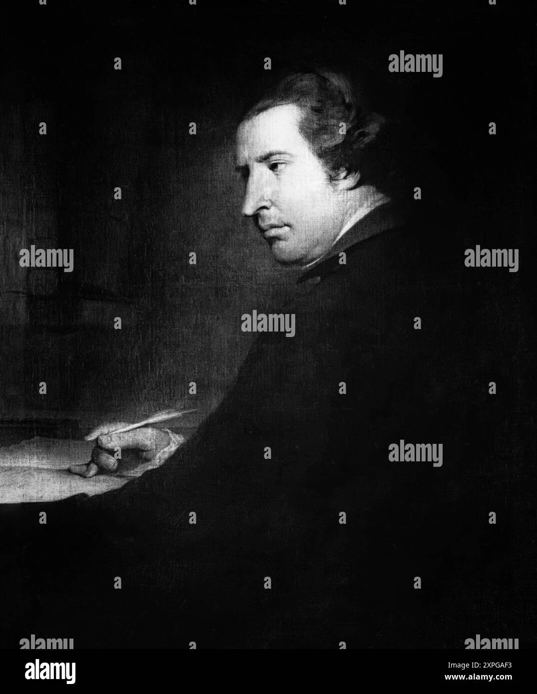 Eine Darstellung von Edmund Burke (1746–1820) von James Barry (1741–1806). Burke war ein anglo-irischer Staatsmann und Philosoph, der den Großteil seiner Karriere in Großbritannien verbrachte. Burke wurde in Dublin geboren und war von 1766 bis 1794 Abgeordneter im britischen Unterhaus der Whig Party. Er wird für seine Unterstützung für die katholische Emanzipation in Erinnerung gerufen und von den meisten politischen Historikern in der englischsprachigen Welt als liberaler Konservativer und Vater des modernen britischen Konservatismus angesehen. Stockfoto Eine Darstellung von Edmund Burke (1746–1820) von James Barry (1741–1806). Burke war ein anglo-irischer Staatsmann und Philosoph, der den Großteil seiner Karriere in Großbritannien verbrachte. Burke wurde in Dublin geboren und war von 1766 bis 1794 Abgeordneter im britischen Unterhaus der Whig Party. Er wird für seine Unterstützung für die katholische Emanzipation in Erinnerung gerufen und von den meisten politischen Historikern in der englischsprachigen Welt als liberaler Konservativer und Vater des modernen britischen Konservatismus angesehen. Stockfoto