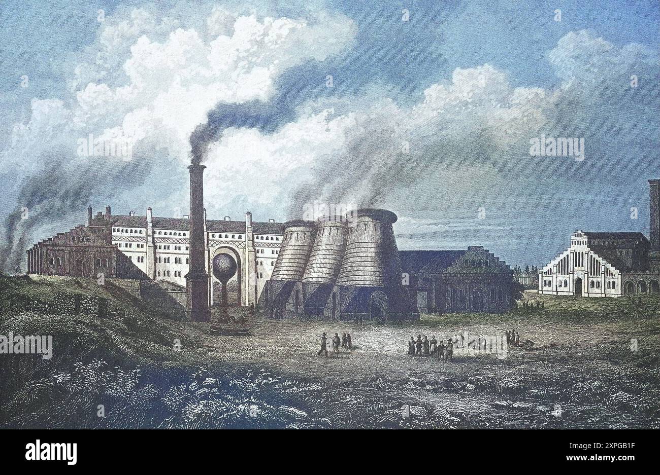 Historische Ansicht, 19. Jahrhundert, von der Stadt Königshütte, früher Schlesien, Deutschland, heute Chorzow, Polen, digitale Reproduktio Stockfoto