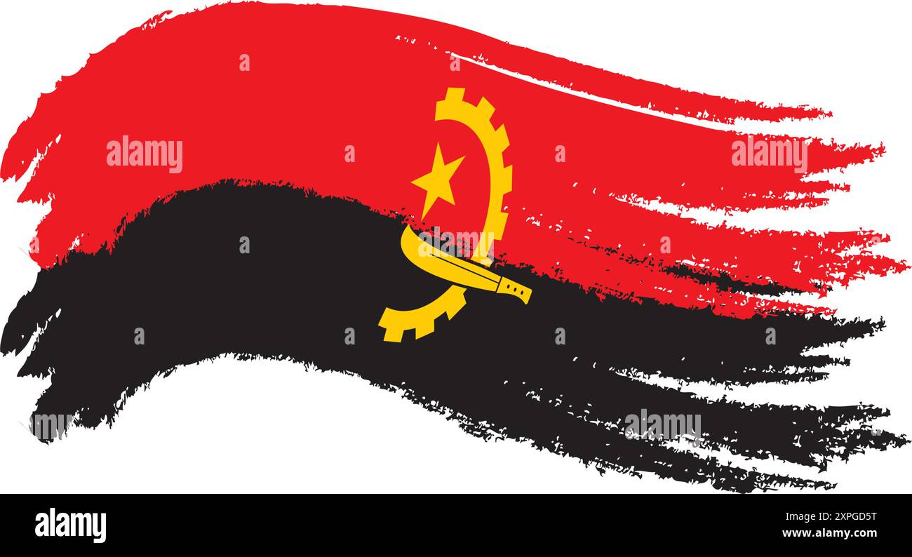 Angolanische Flaggenlogo mit Illustrationselementen Stock Vektor