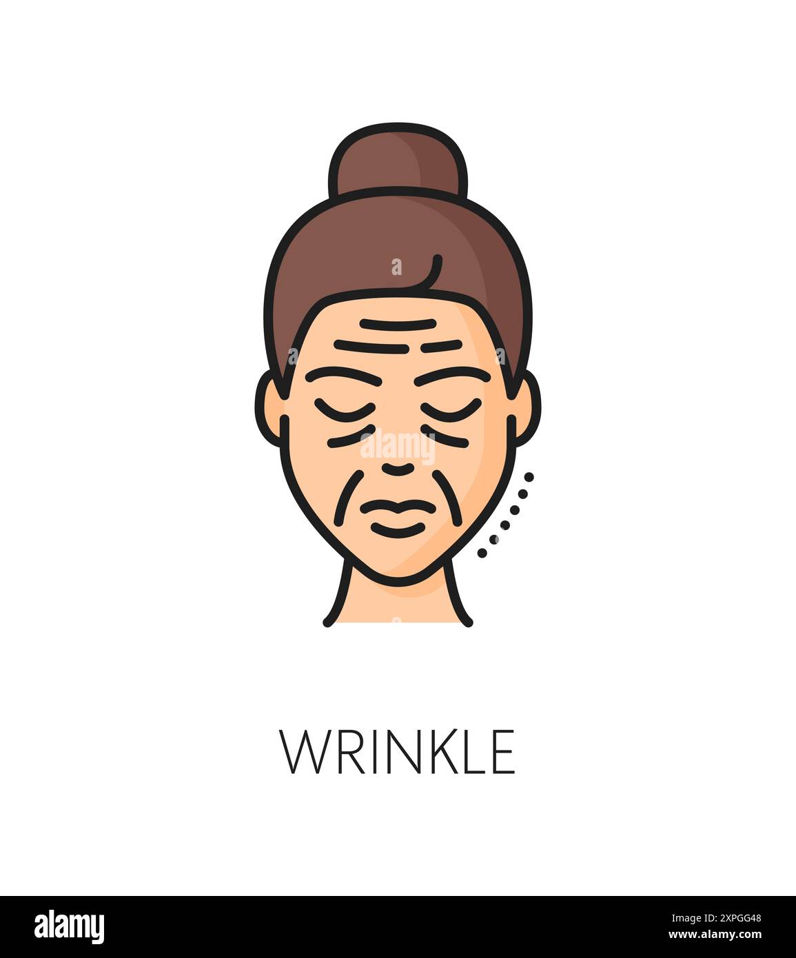 Farbsymbol für Gesichtsfalten, Kosmetologie und Mesotherapie. Hautpflege, Körperhygiene Produkt oder Gesicht Hautpflege Anti-Aging Behandlung dünne Linie Vektor pict Stock Vektor