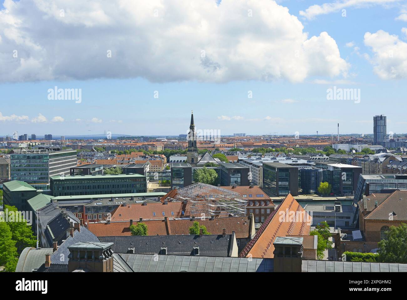 Panoramablick vom Christiansborg Tower, dem heutigen parlament auf der Insel Slotsholmen in Kopenhagen, Dänemark, Skandinavien Stockfoto