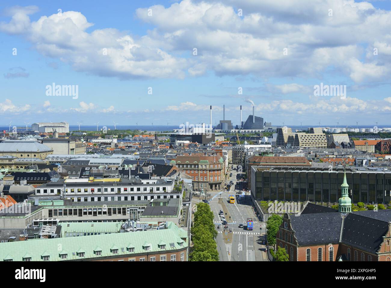 Panoramablick vom Christiansborg Tower, dem heutigen parlament auf der Insel Slotsholmen in Kopenhagen, Dänemark, Skandinavien Stockfoto