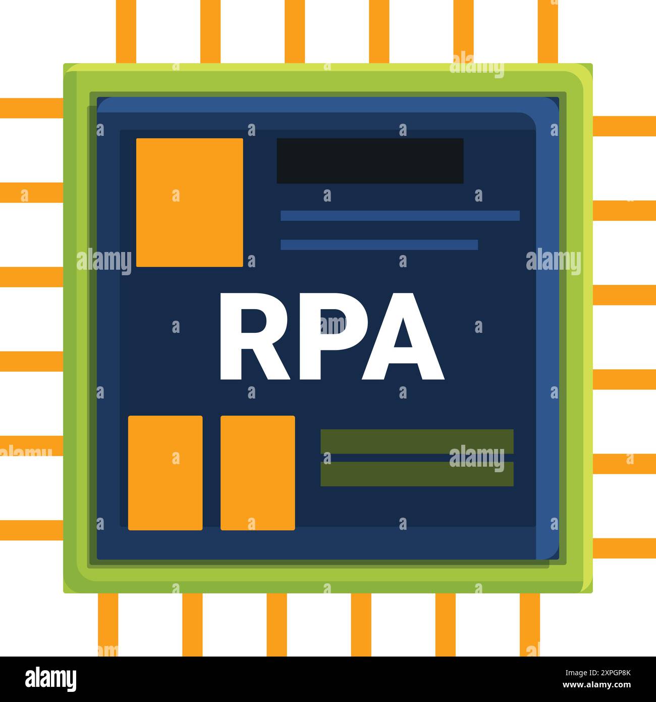 Microchip verwendet rpa-Software, die Geschäftsprozesse mit intelligenten Algorithmen automatisiert Stock Vektor