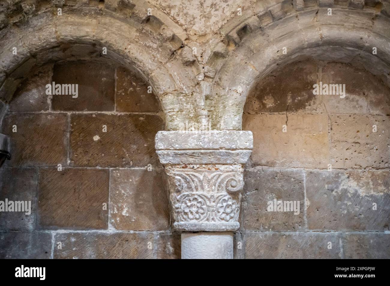 Priory Christchurch, Pfarrkirche, Kapitell Stockfoto