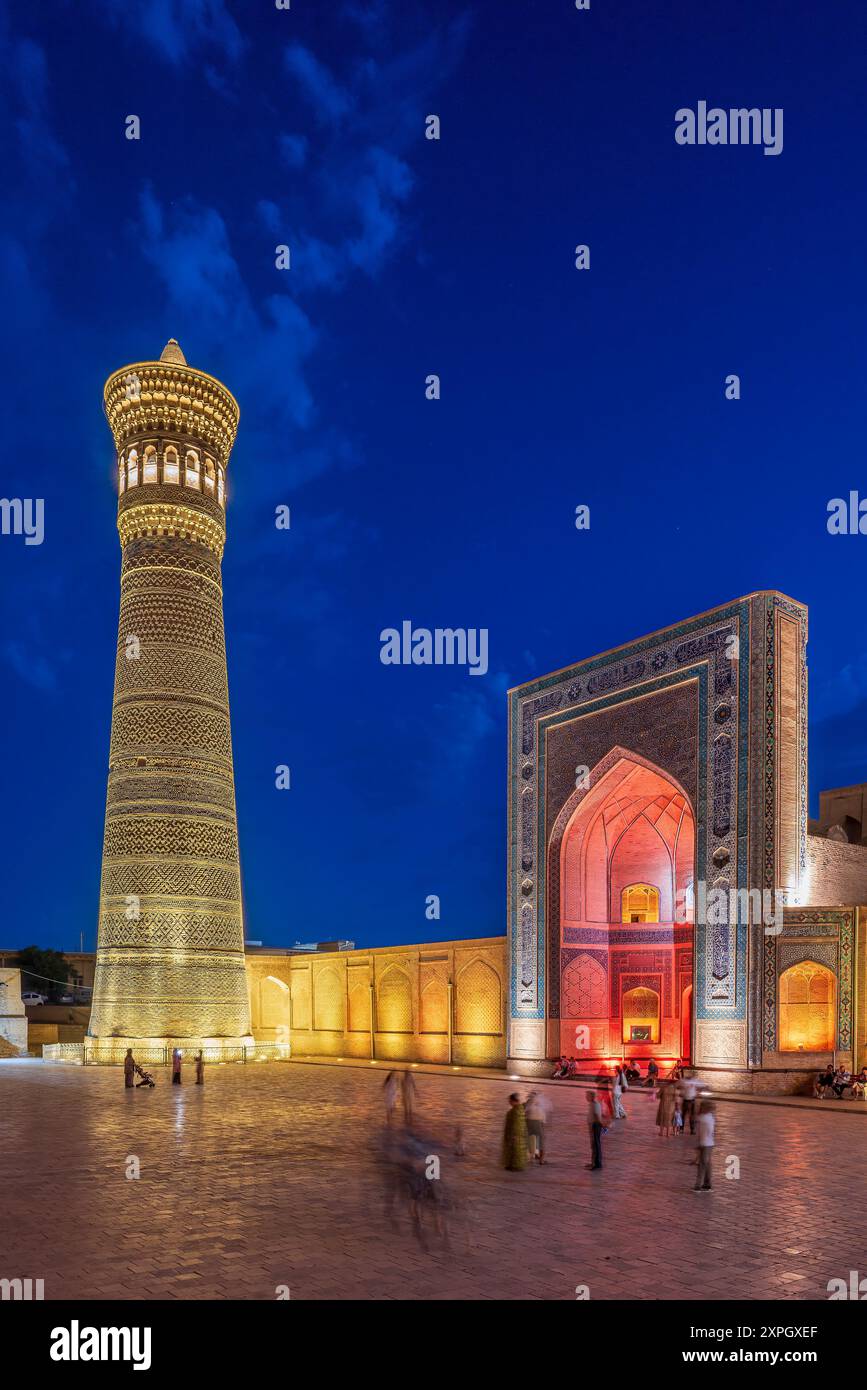 Po-i-Kalyan (POI Kalan) Moschee Komplex und Kalyan (Kalon) Minaret, Buchara, Usbekistan Stockfoto