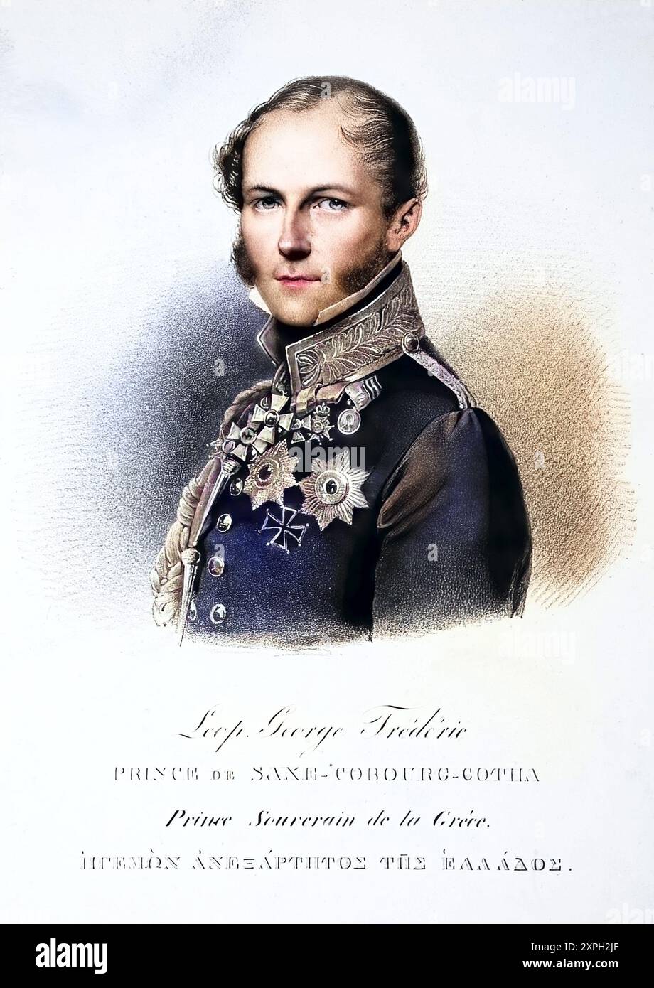 Leopold I., geboren als Prinz Leopold Georg Christian Friedrich von Sachsen-Coburg-Saalfeld, Herzog in Sachsen (* 16. Dezember 1790 auf Schloss Ehrenburg in Coburg, gestorben 10. Dezember 1865 auf Schloss Laken), war Fürst von Sachsen-Coburg-Saalfeld (seit 1826 Sachsen-Coburg und Gotha) und von 1831 bis 1865 der erste König der Belgier, historische, digital restaurierte Nachbildung aus einem Original des 19. Jahrhunderts, Rekorddatum nicht angegeben /, Leopold I., geboren als Prinz Leopold Georg Christian Friedrich von Sachsen-Coburg-Saalfeld, Herzog in Sachsen (geb. 16). Dezember 1790 auf Schloss Ehrenburg in Coburg, ge Stockfoto