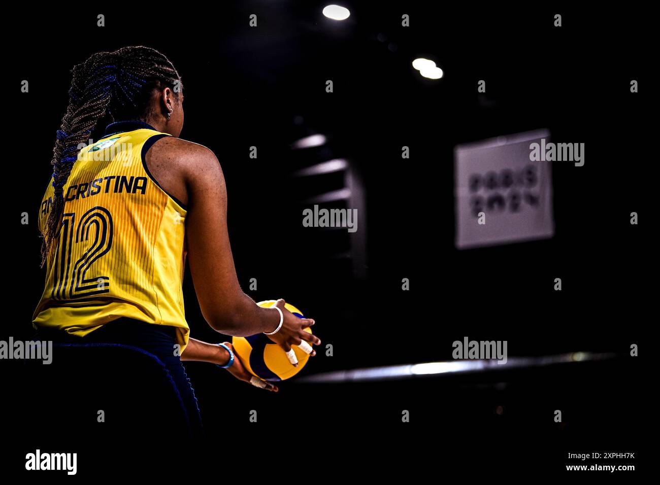 Paris, Frankreich. August 2024. ANA Cristina de Souza aus Brasilien beim Viertelfinale des Frauen-Volleyball-Viertels zwischen Brasilien und der Dominikanischen Republik bei den Olympischen Spielen 2024 in Paris in der South Paris Arena. (Richard Callis/SPP) Credit: SPP Sport Press Photo. /Alamy Live News Stockfoto