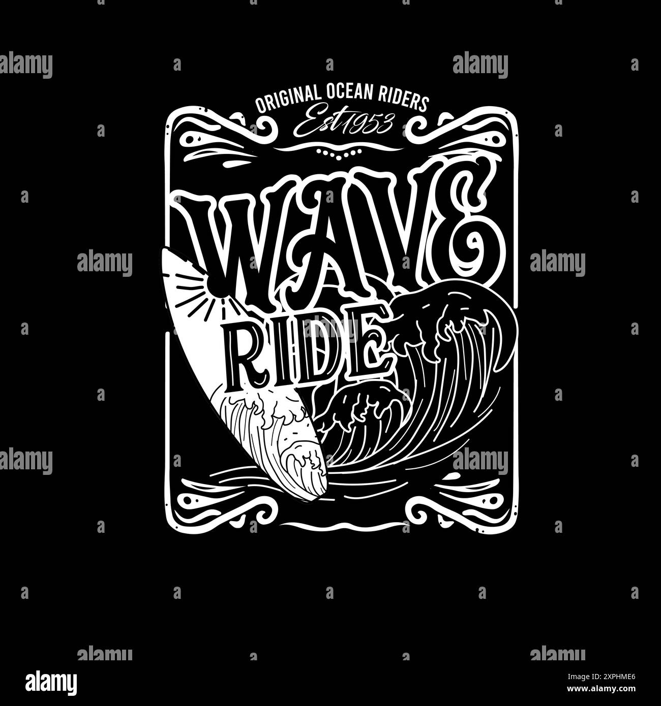 Design des sommerlichen Posters mit Wave Ride-Typografie Stock Vektor
