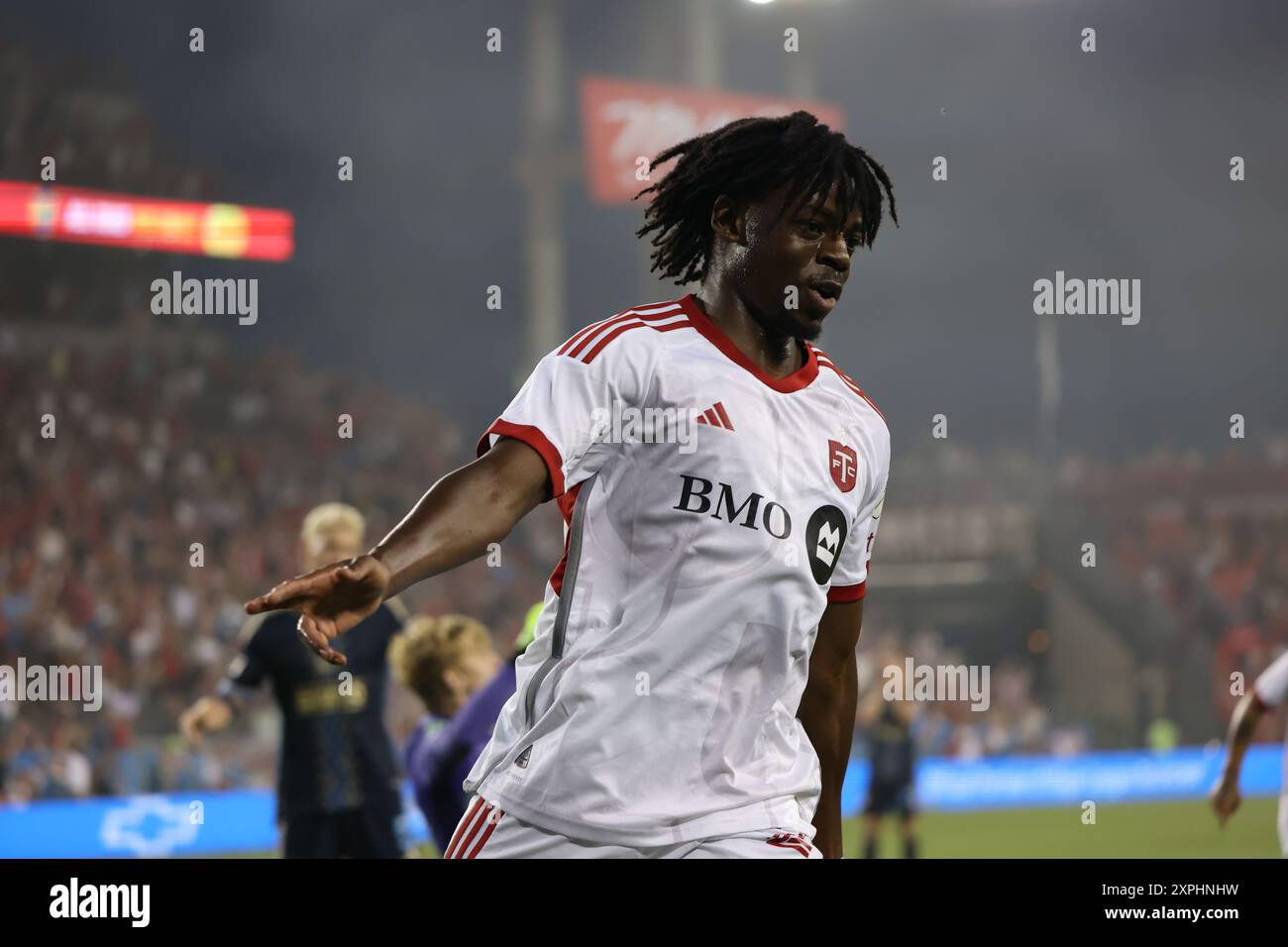 Toronto, ON, Kanada, 13. Juli 2024, D. Kerr #29 feiert das Tor beim MLS-Spiel zwischen Toronto FC und Philadelphia Union im BMO Stadium. Stockfoto