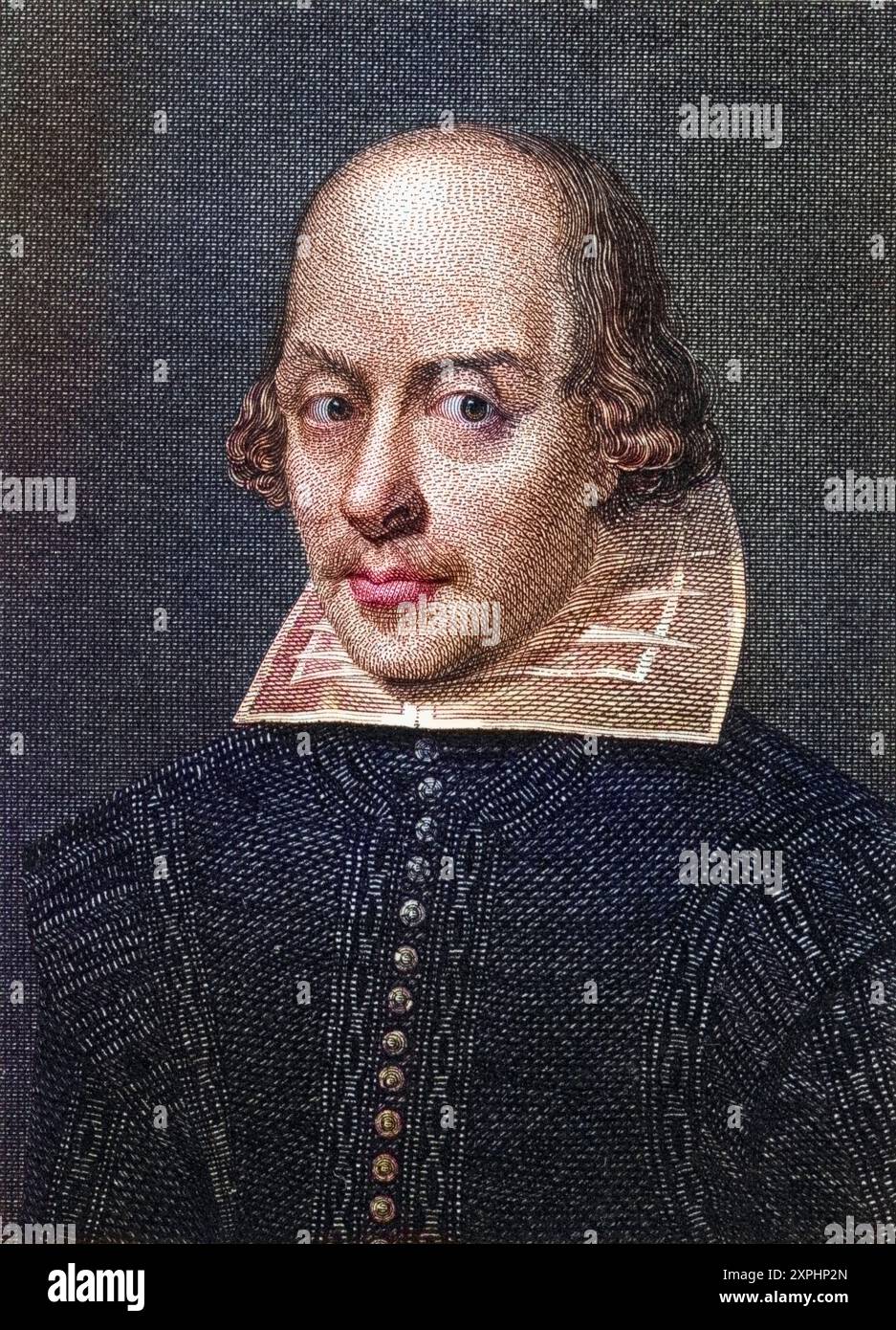William Shakespeare, 1564-1616. Englischer Dramatiker. Kupferstich von Cosmo Armstrong, Maler unbekannt., historisch, digital restaurierte Reproduktion von einer Vorlage aus dem 19. Jahrhundert, Datum nicht angegeben Stockfoto
